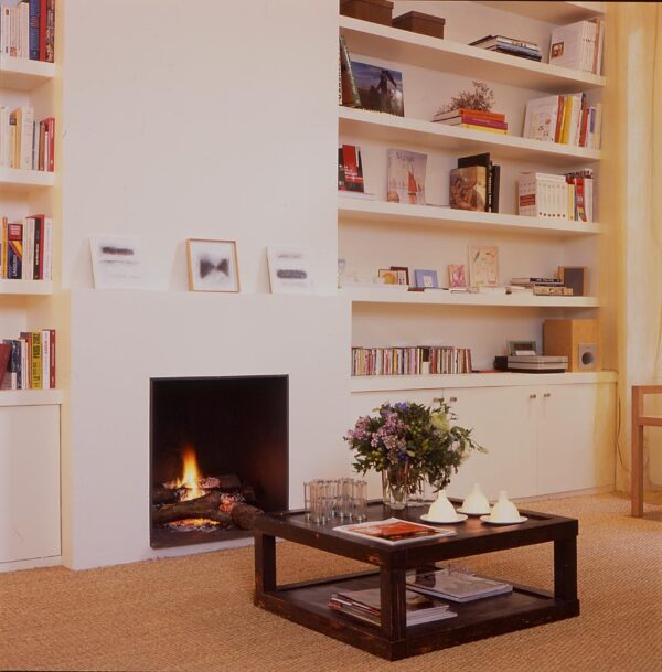 Appartement Paris - Séjour et Cheminée-Bibliothèque