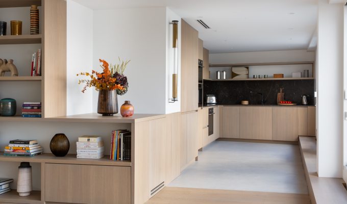 Appartement contemporain - séjour avec cuisine ouverte - Projet Rue Notre Dame des Champs