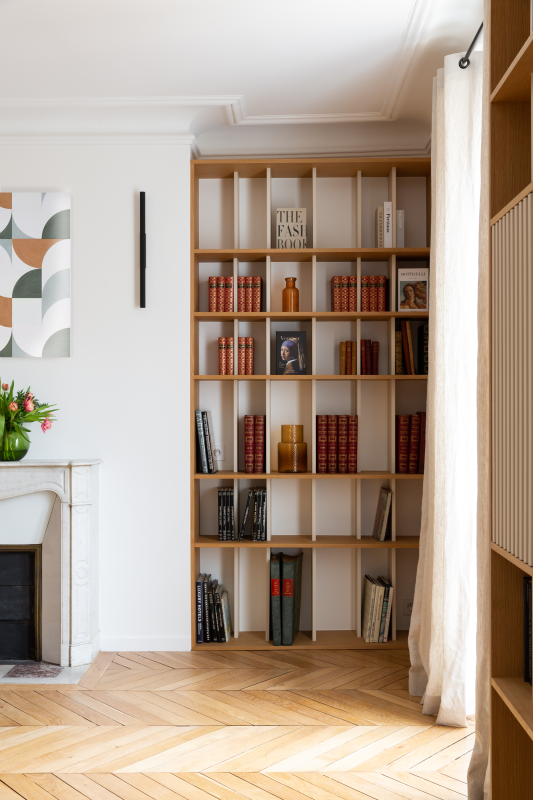 Meuble télé - Projet Avenue Bosquet - Paris - pied-à-terre élégant