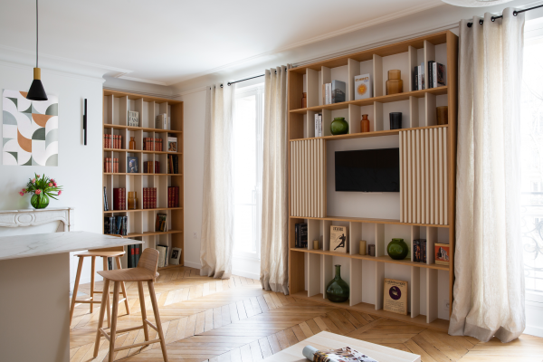 Meuble télé - Projet Avenue Bosquet - Paris - pied-à-terre élégant