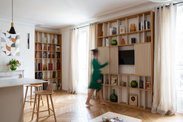Meuble télé - Projet Avenue Bosquet - Paris - pied-à-terre élégant